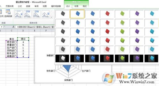 Excel表格中制作雷達(dá)圖表的方法