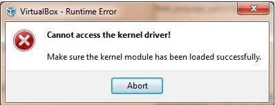 Virtualbox加載鏡像時(shí)報(bào)錯(cuò)提示cannot access the kernel driver的解決方法