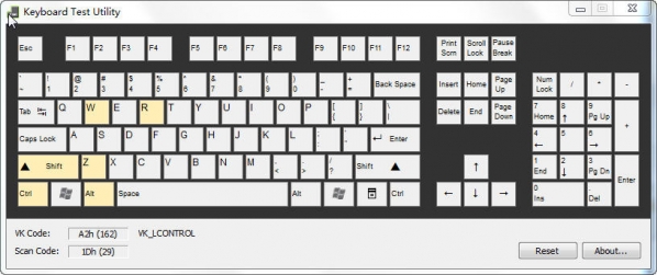 鍵盤測試軟件下載_Keyboard Test Utility v1.0.1.0鍵盤測試工具（綠色版）