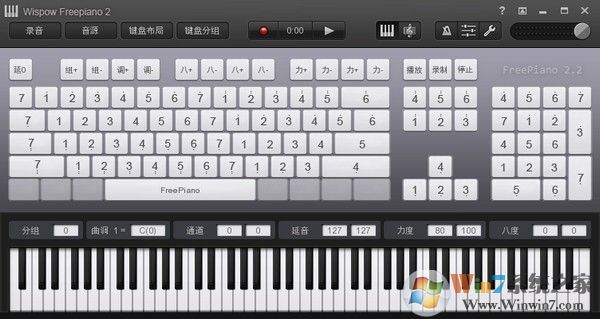 電腦彈鋼琴軟件Wispow Freepiano v2.2.1中文綠色版