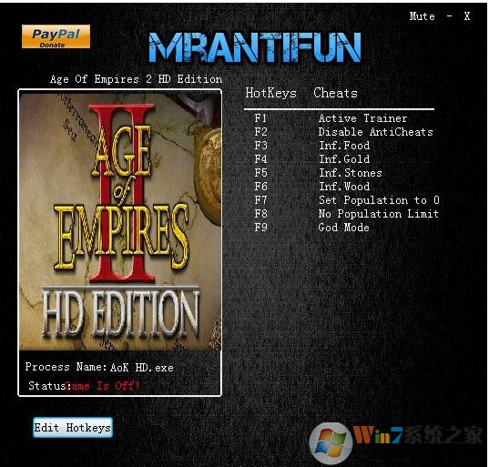 帝國時代2:HD/高清版七項修改器 V5.5[MrAntiFun]