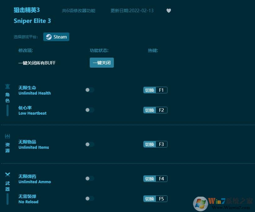 狙擊精英3六項(xiàng)修改器 v2022
