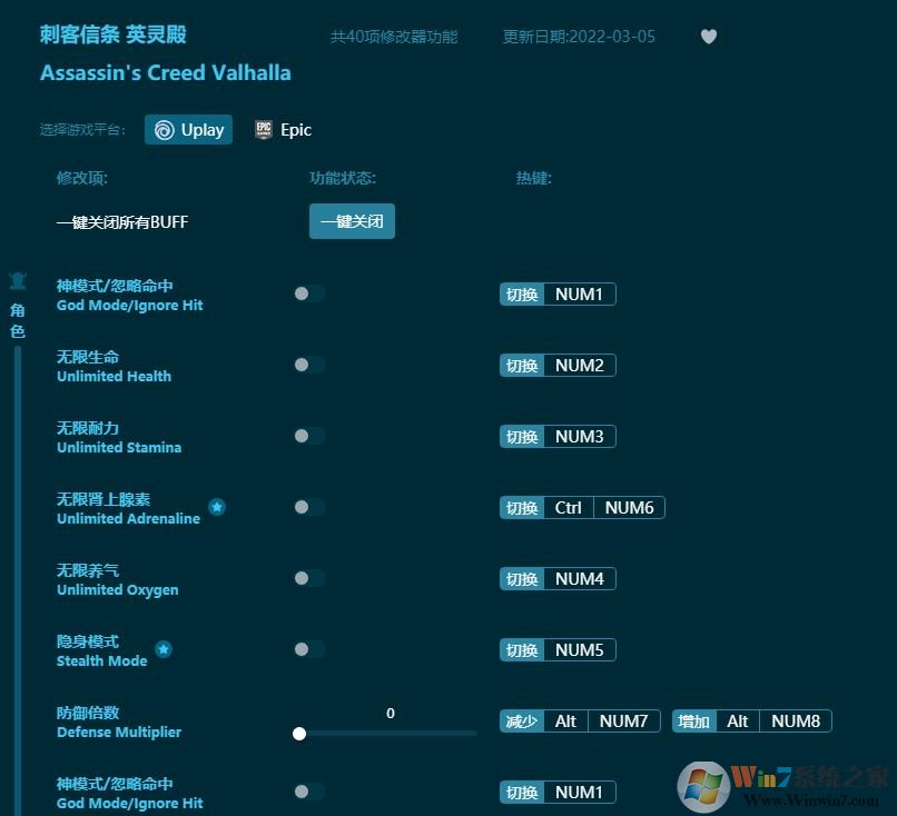 刺客信條英靈殿二十項修改器 v2022最新版