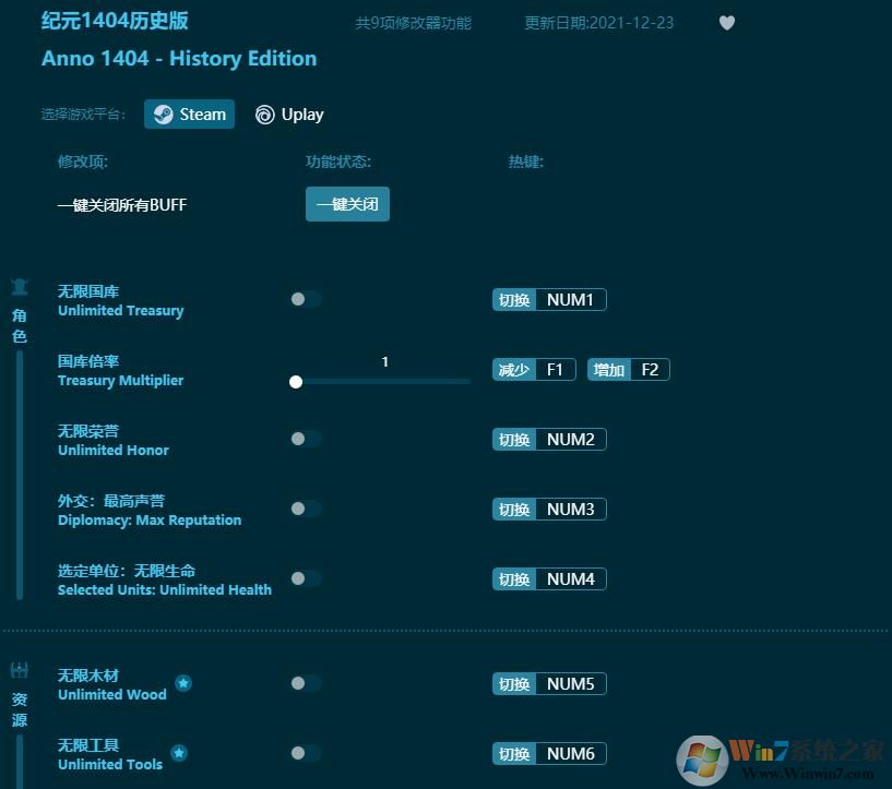 紀(jì)元1404歷史版九項(xiàng)修改器 官方免費(fèi)版