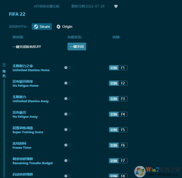 FIFA 22九項(xiàng)修改器 v2022.8最新版