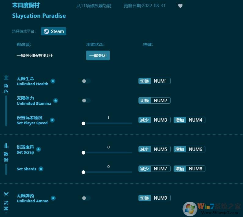 末日度假村十一項(xiàng)修改器 v2022.9最新版