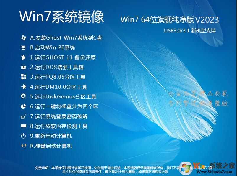 Windows7系統(tǒng)下載旗艦版64位高速穩(wěn)定版 V23.12(支持9代,10代CPU)