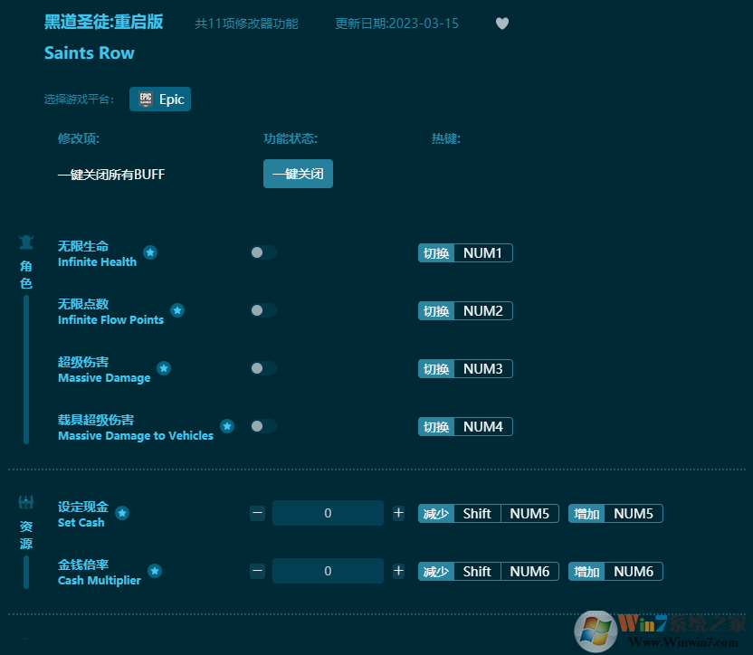 黑道圣徒重啟版十一項修改器 v2023最新版