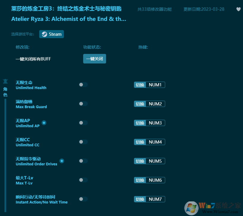 萊莎的煉金工房3終結(jié)之煉金術(shù)士與秘密鑰匙三十三項(xiàng)修改器 v2023最新版