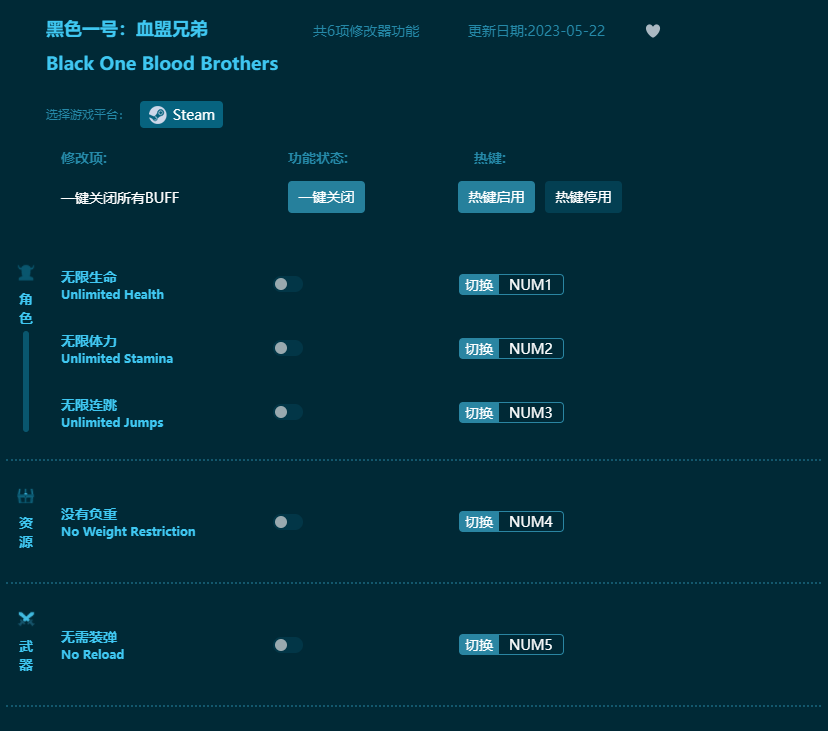 黑色一號血盟兄弟六項修改器 v2023最新版