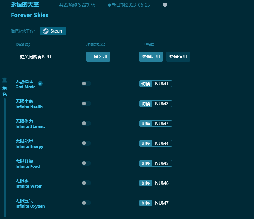 永恒的天空二十二項修改器 v2023.6最新版