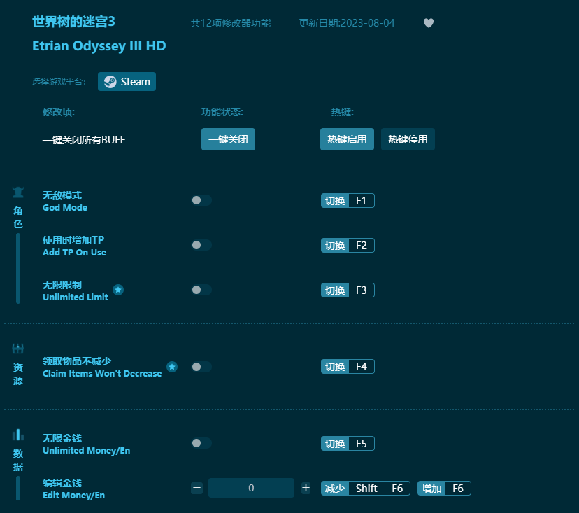 世界樹(shù)的迷宮3十二項(xiàng)修改器 v2023最新版