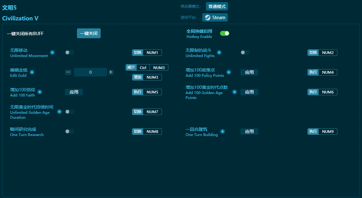 文明5九項(xiàng)修改器 v2024最新版