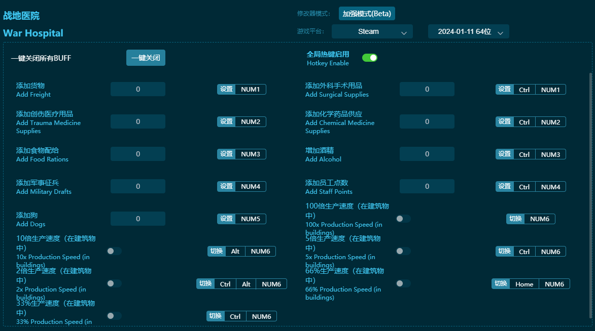 戰(zhàn)地醫(yī)院十五項修改器 v2024最新版