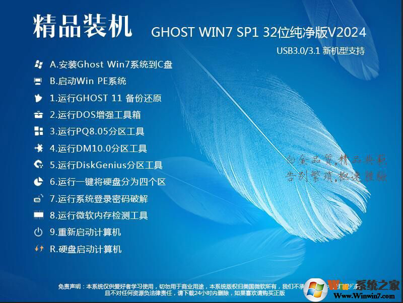 低配電腦專用GHOST WIN7 32位適度精簡純凈版iso V2024