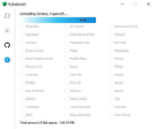 PyDebloatX(卸載win10默認(rèn)應(yīng)用)