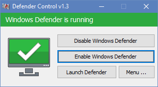 Defender Control(Windows Defender徹底禁用小工具)電腦版