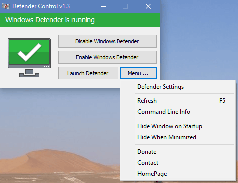 Defender Control(Windows Defender徹底禁用小工具)電腦版